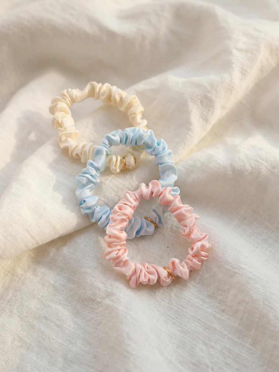 Blissful Pure Silk Scrunchie Cream White - Image 27