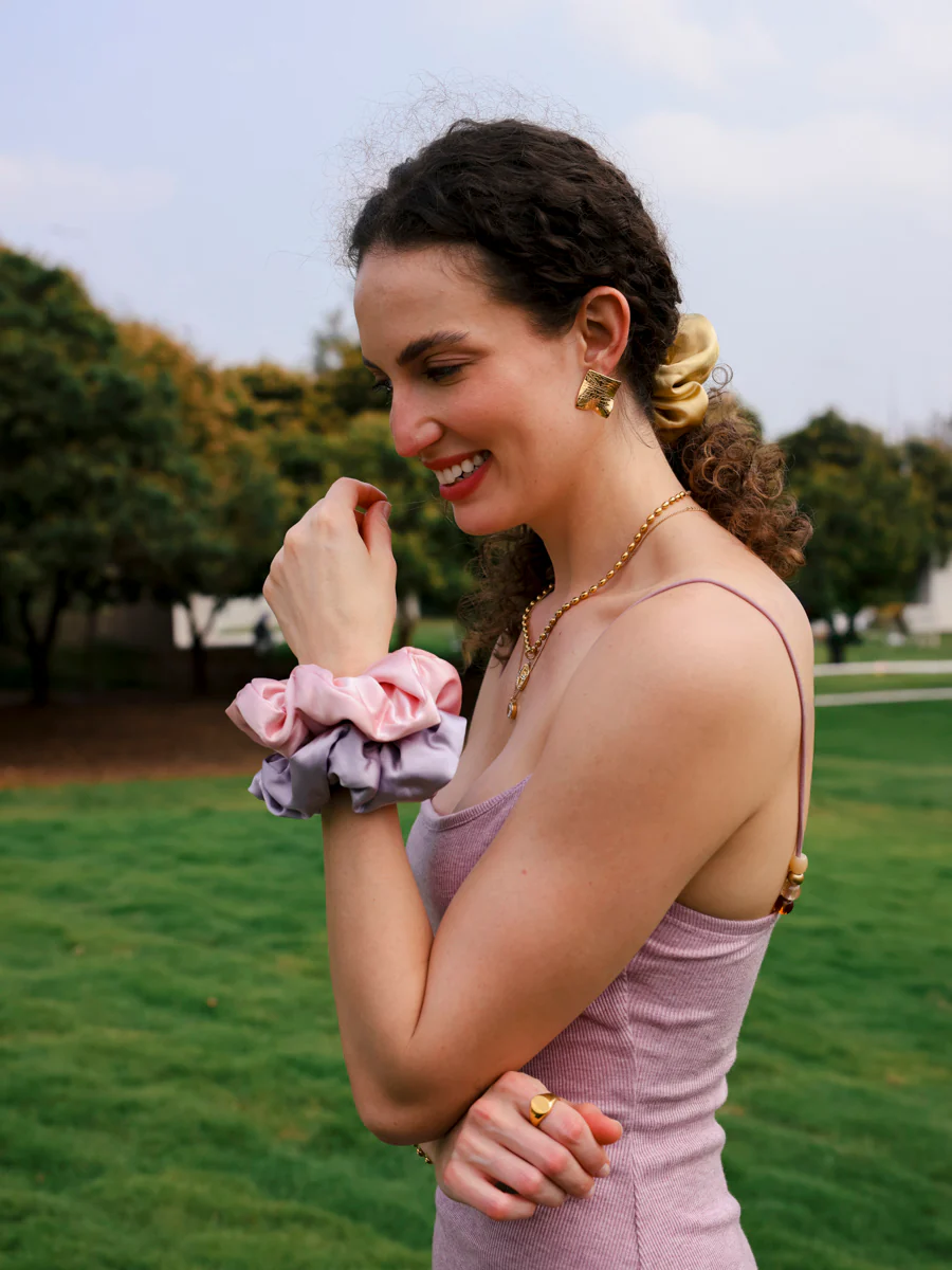 Fluffy Touch Pure Silk Scrunchie Dark Grey - Image 7