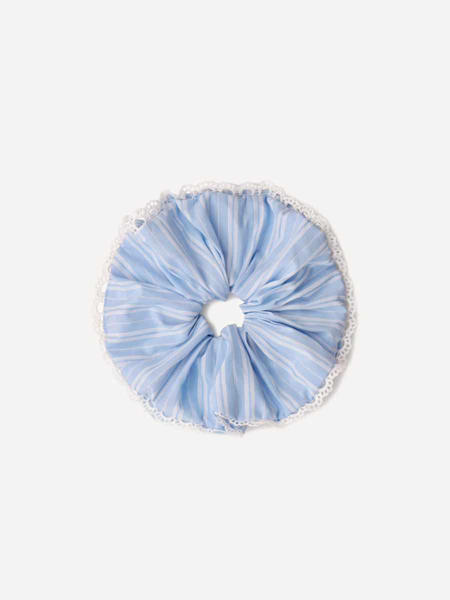 Lace Breeze Navy-striped Scrunchie