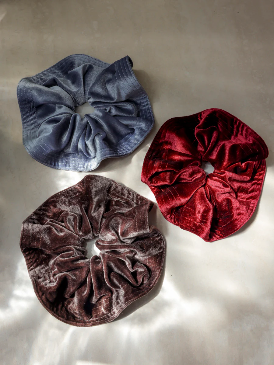 Luxe Velvet Blue Scrunchie - Image 3