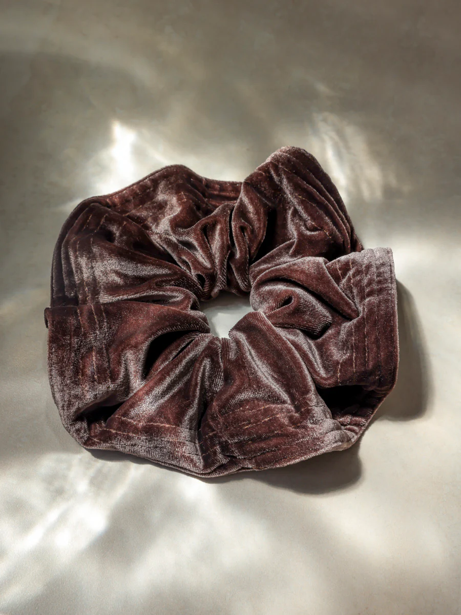 Luxe Velvet Brown Scrunchie