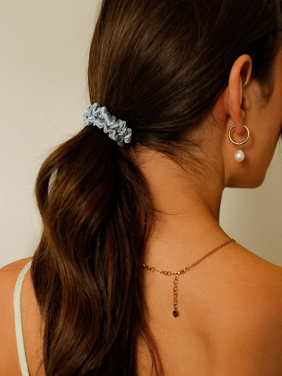 Serene Pink Pure Silk Scrunchie - Image 3
